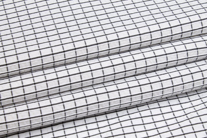 Checked Seersucker Cotton - Black and White - Prime Fabrics