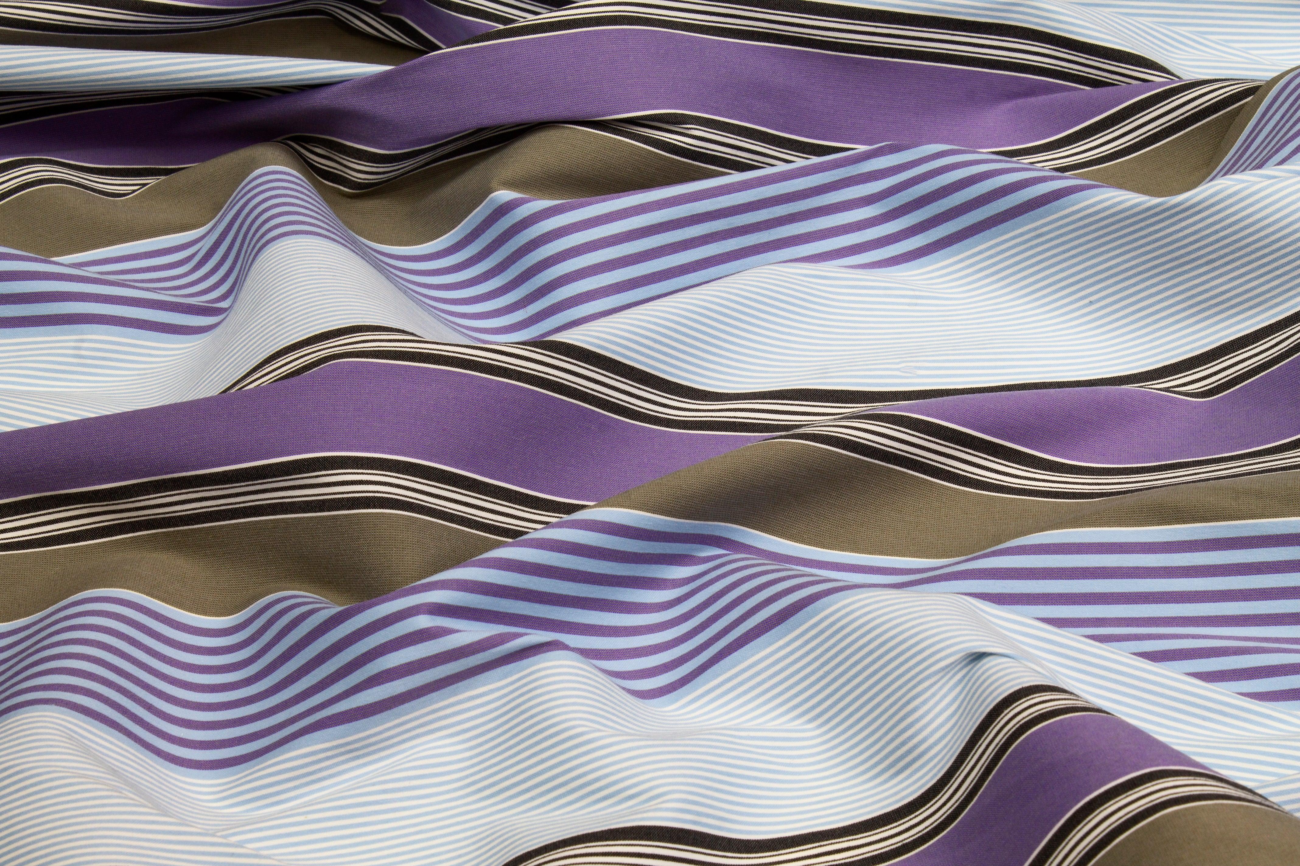 Striped Shirting - Purple, Blue, Khaki Green - Prime Fabrics