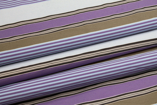 Striped Shirting - Purple, Blue, Khaki Green - Prime Fabrics