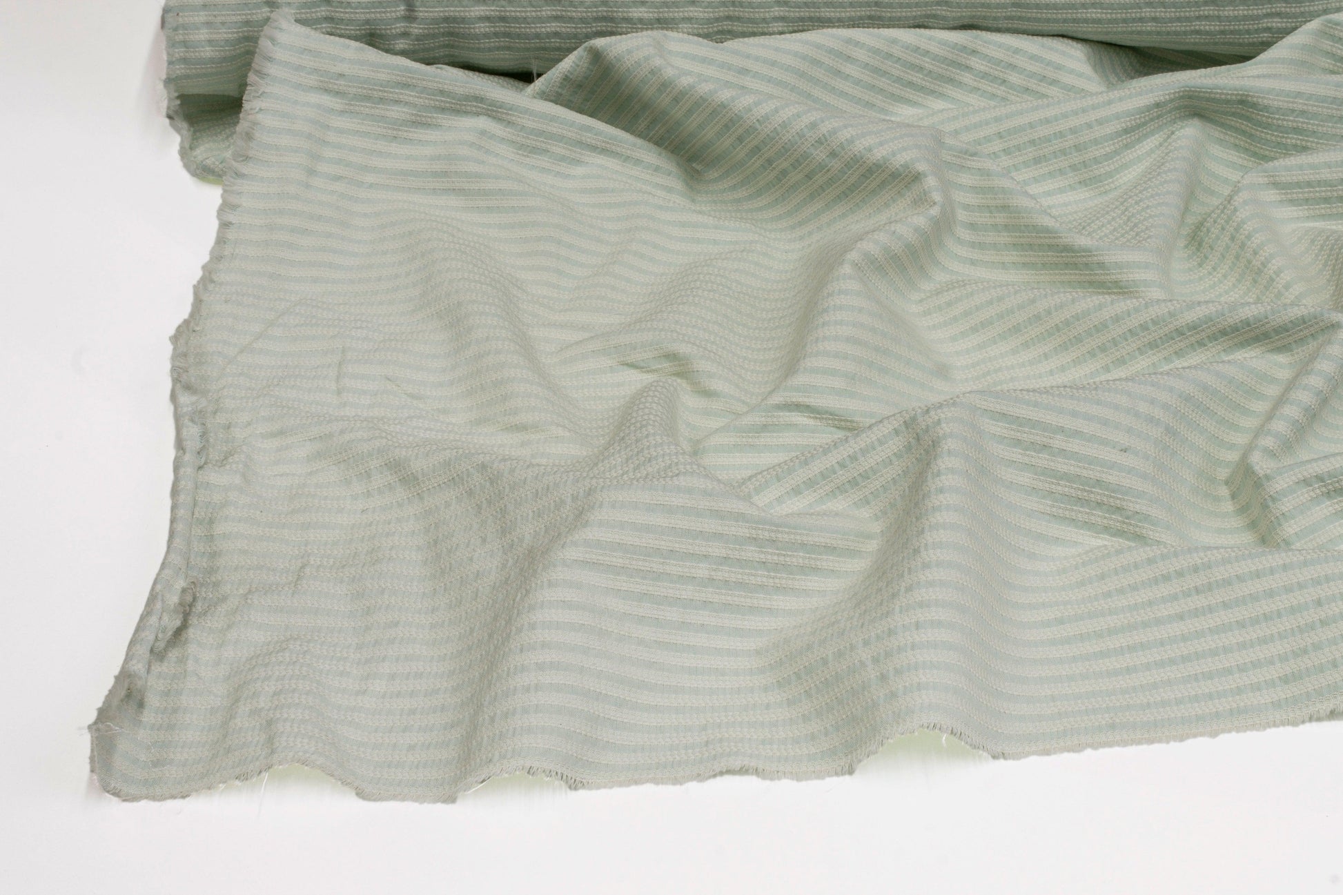 Striped Textured Cotton - Mint Green - Prime Fabrics