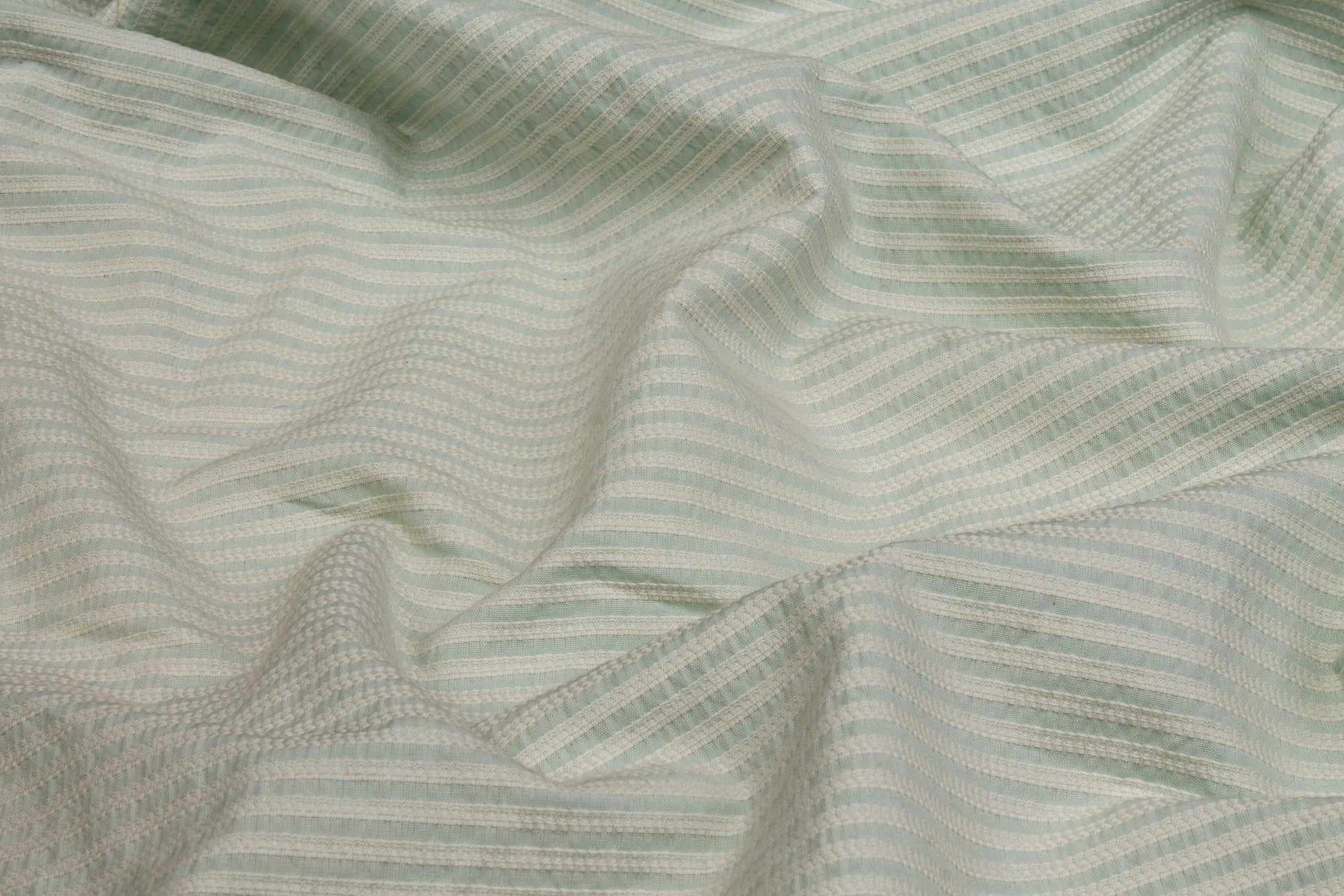 Striped Textured Cotton - Mint Green - Prime Fabrics