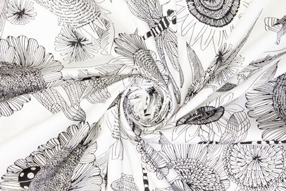 Sunflower Cotton Sateen - Black and White - Prime Fabrics