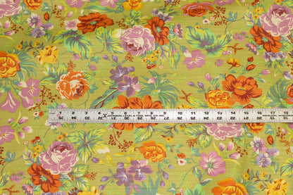 Multicolor Floral Cotton and Linen Blend Pique - Prime Fabrics