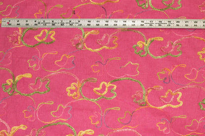 Pink and Multicolor Embroidered Linen - Prime Fabrics