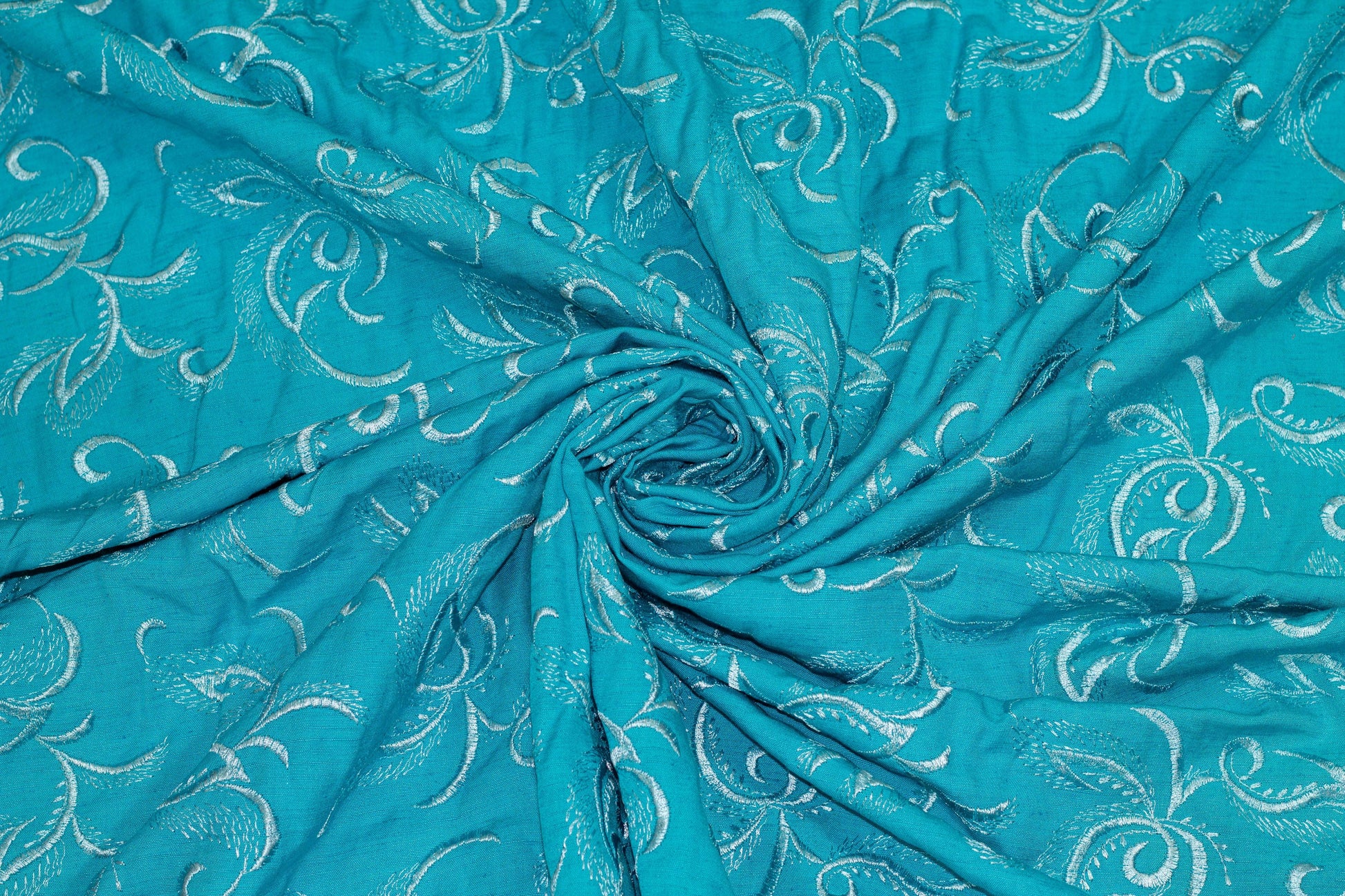 Blue Embroidered Linen - Prime Fabrics