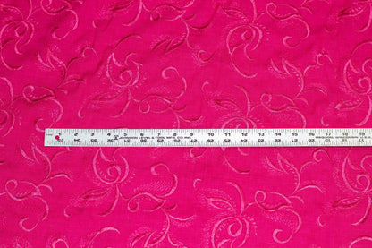 Magenta Embroidered Linen - Prime Fabrics