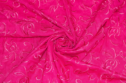 Magenta Embroidered Linen - Prime Fabrics