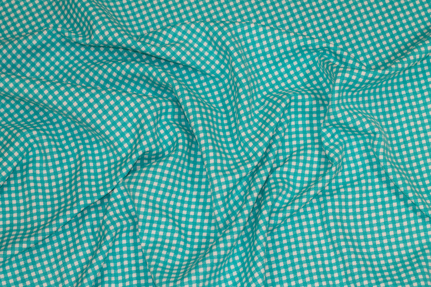 Turquoise Gingham Check Linen - Prime Fabrics