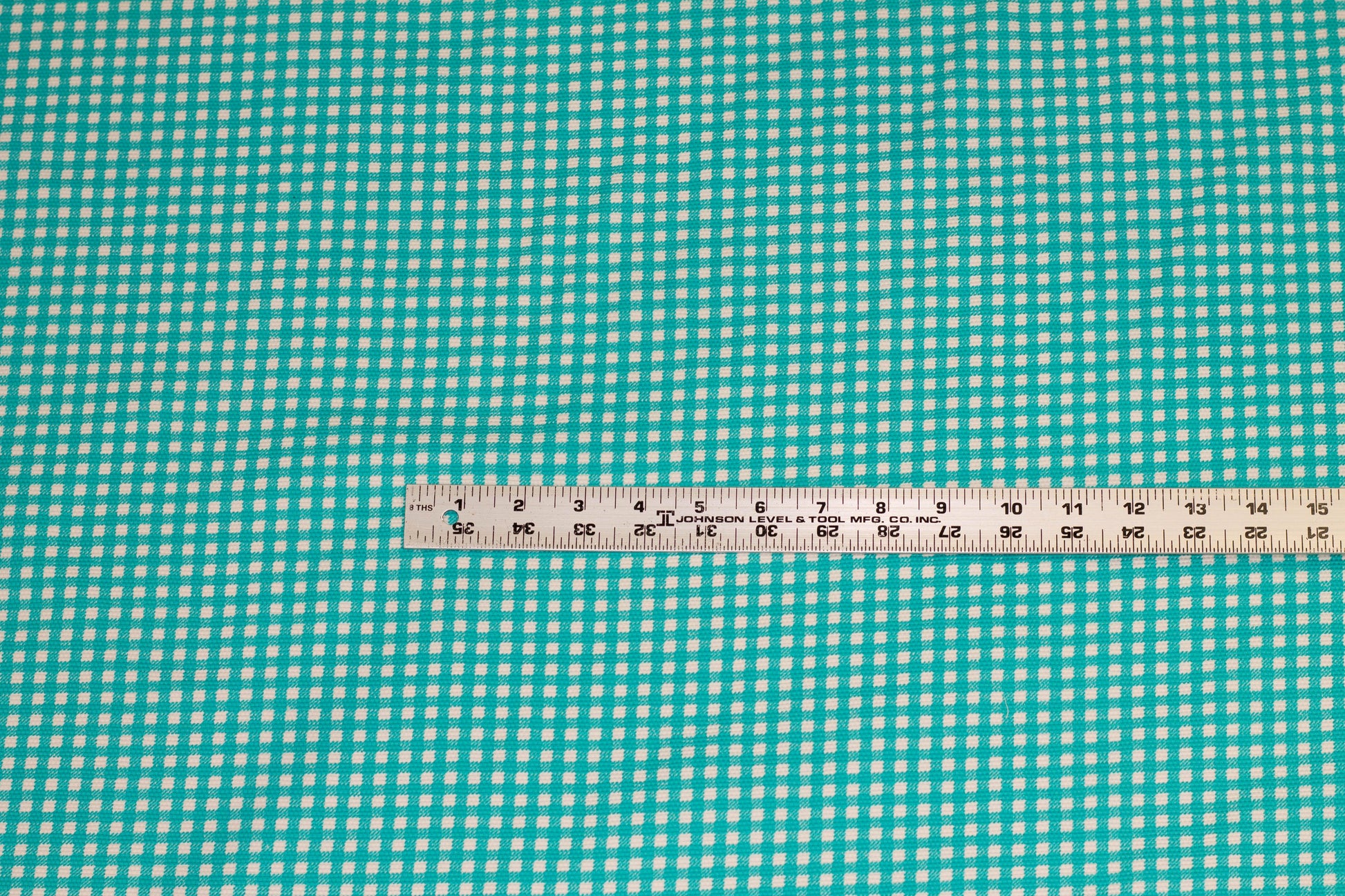 Turquoise Gingham Check Linen - Prime Fabrics