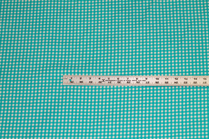 Turquoise Gingham Check Linen - Prime Fabrics