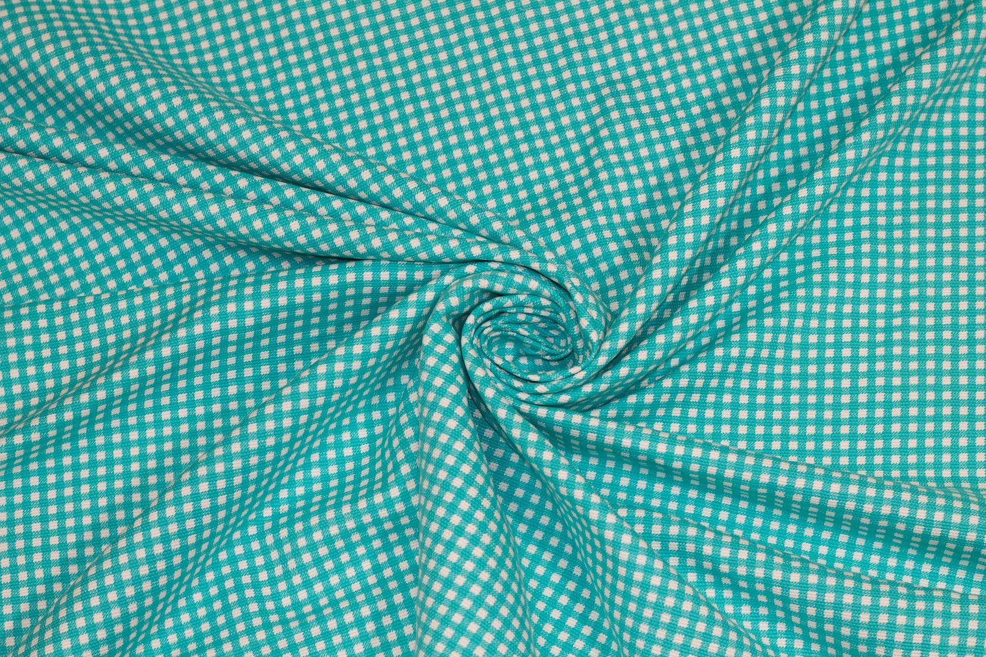 Turquoise Gingham Check Linen - Prime Fabrics