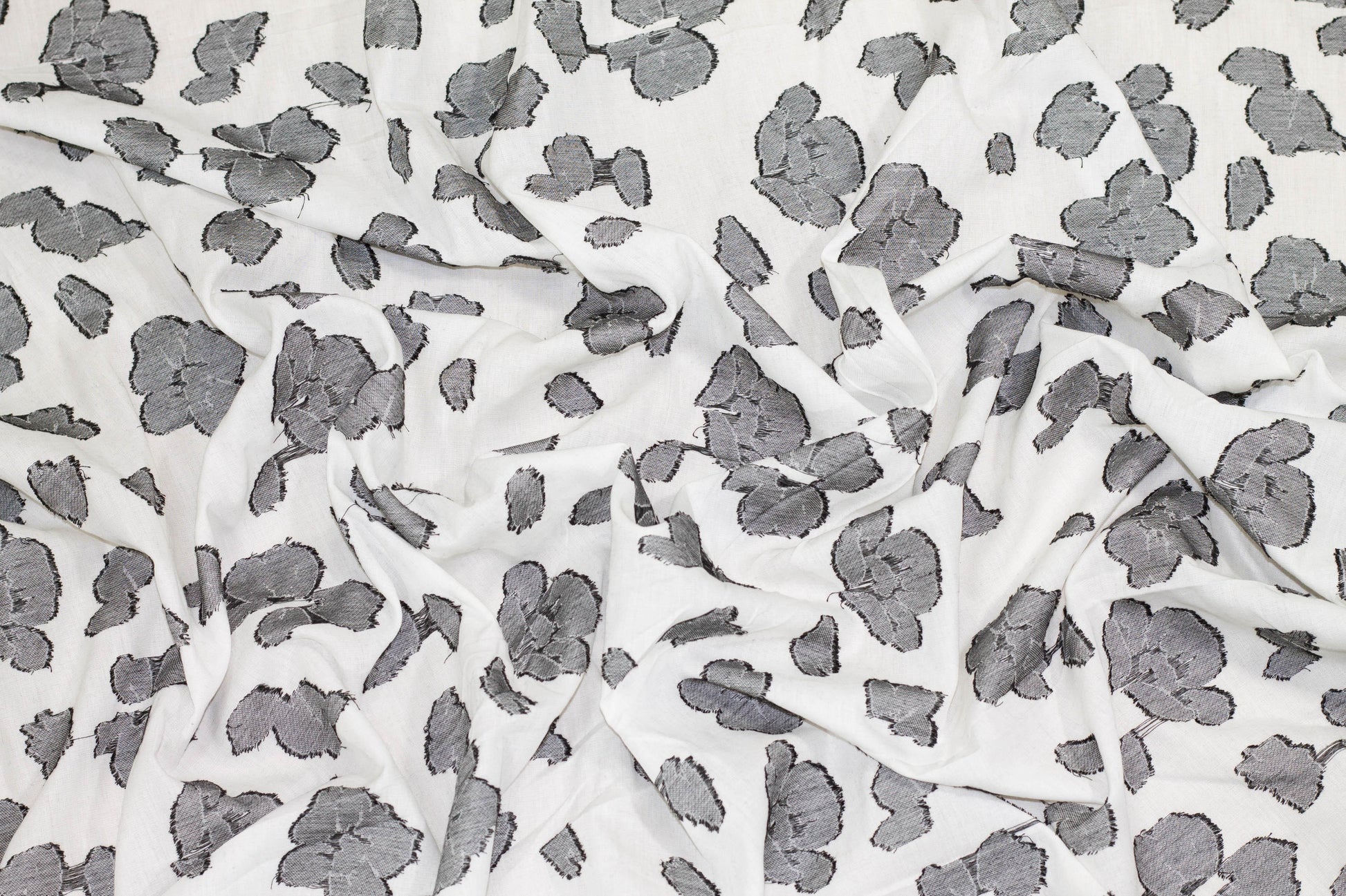 Charcoal Gray and White Abstract Cotton and Linen Blend - Prime Fabrics