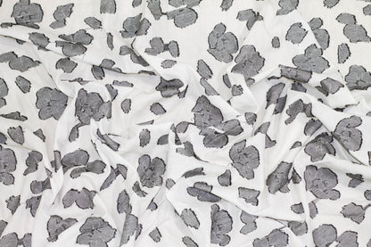 Charcoal Gray and White Abstract Cotton and Linen Blend - Prime Fabrics