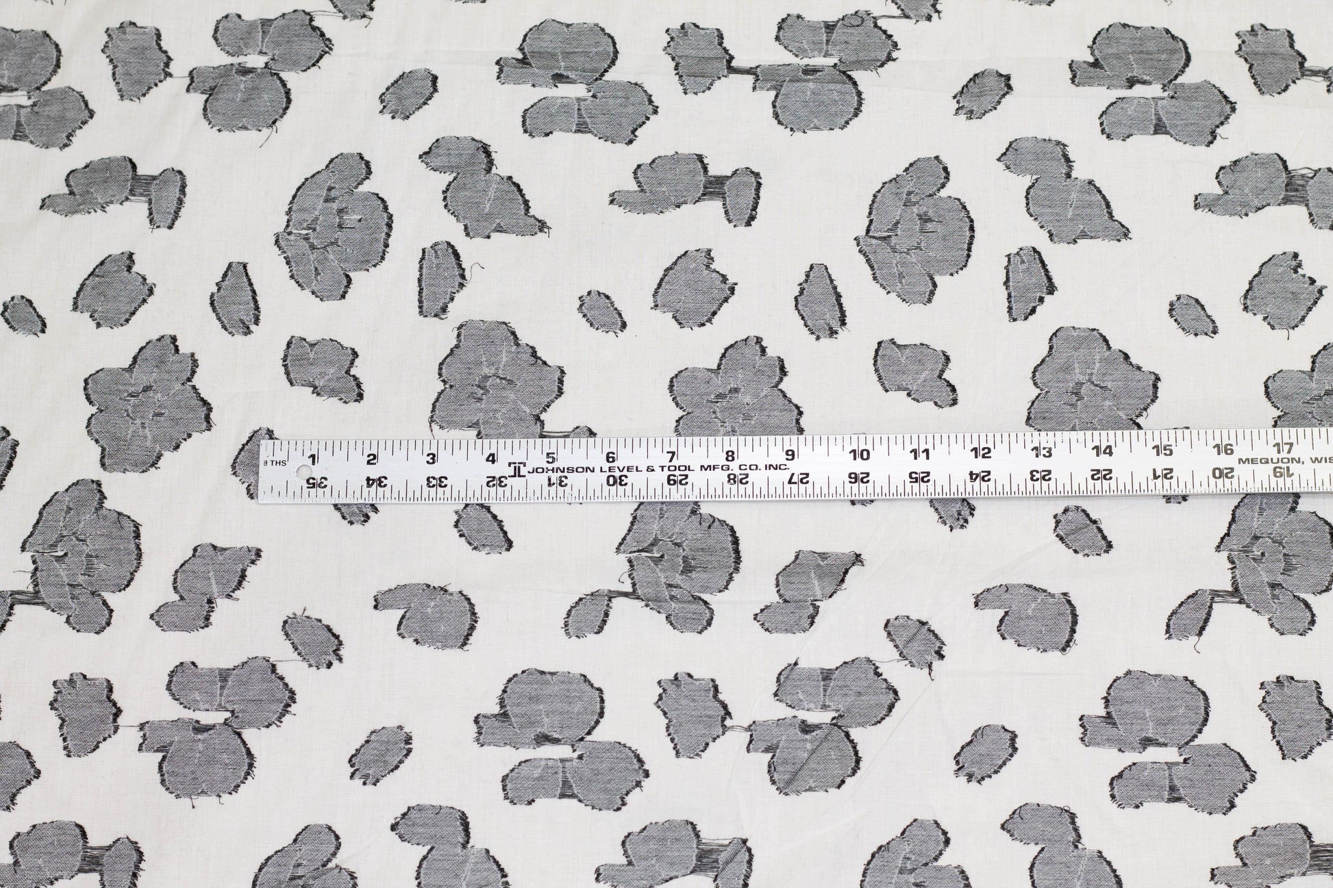 Charcoal Gray and White Abstract Cotton and Linen Blend - Prime Fabrics