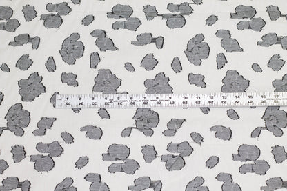 Charcoal Gray and White Abstract Cotton and Linen Blend - Prime Fabrics