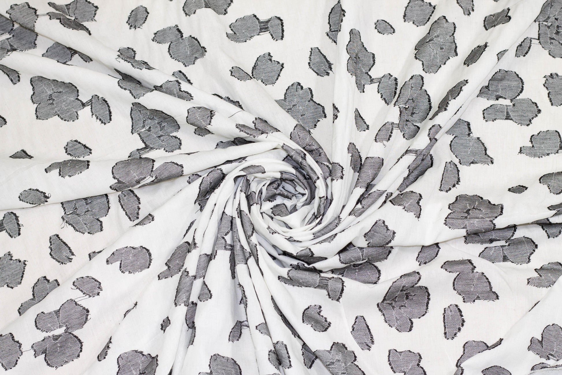 Charcoal Gray and White Abstract Cotton and Linen Blend - Prime Fabrics