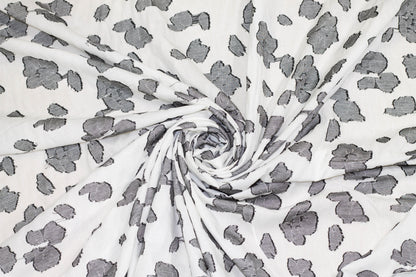 Charcoal Gray and White Abstract Cotton and Linen Blend - Prime Fabrics