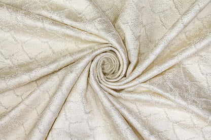 Fish Scale Metallic Brocade - Ivory and Silver - Prime Fabrics