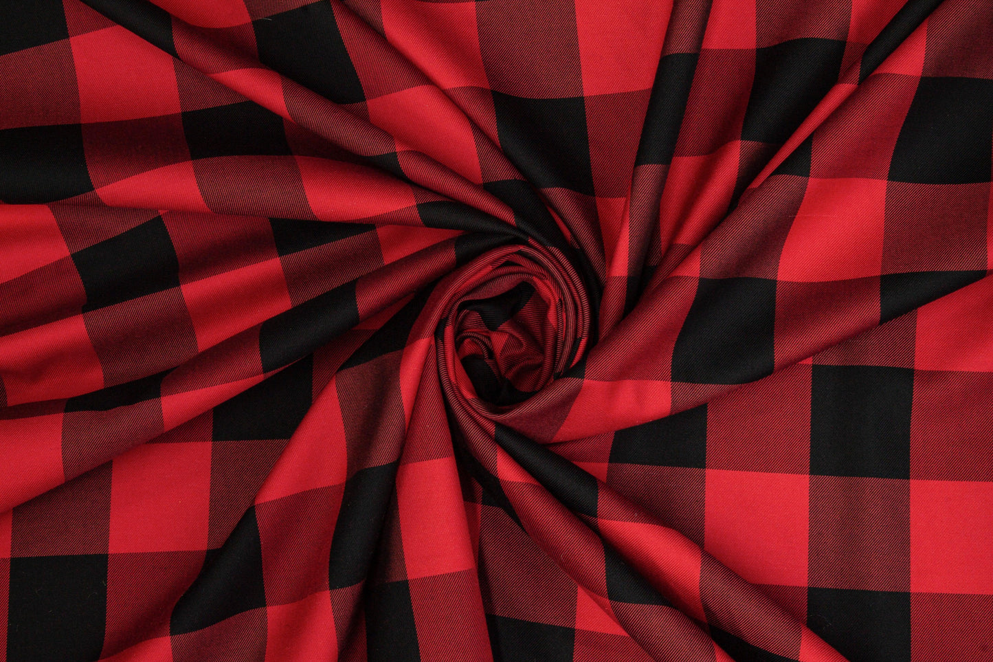 Buffalo Plaid Silk and Cotton Twill - Red and Black - Prime Fabrics