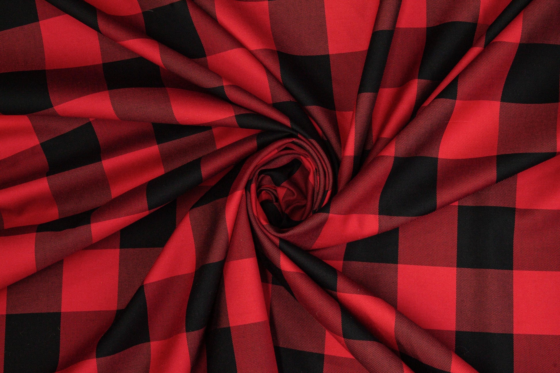 Buffalo Plaid Silk and Cotton Twill - Red and Black - Prime Fabrics