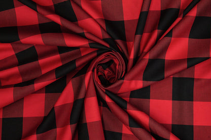 Buffalo Plaid Silk and Cotton Twill - Red and Black - Prime Fabrics