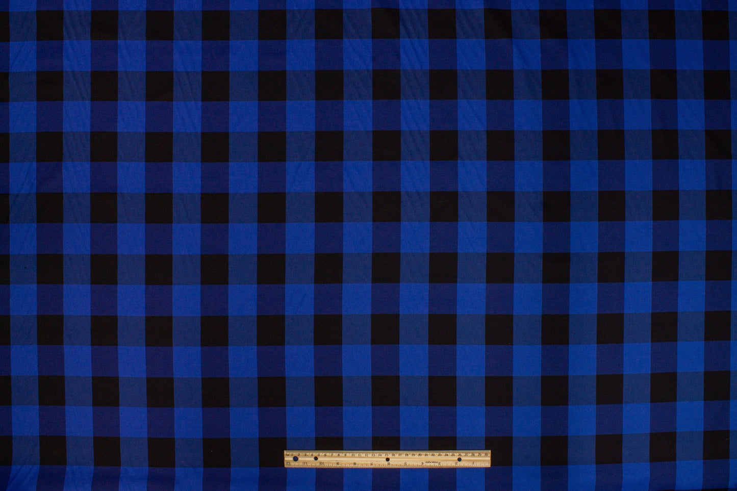 Buffalo Plaid Silk and Cotton Twill - Royal Blue and Black - Prime Fabrics