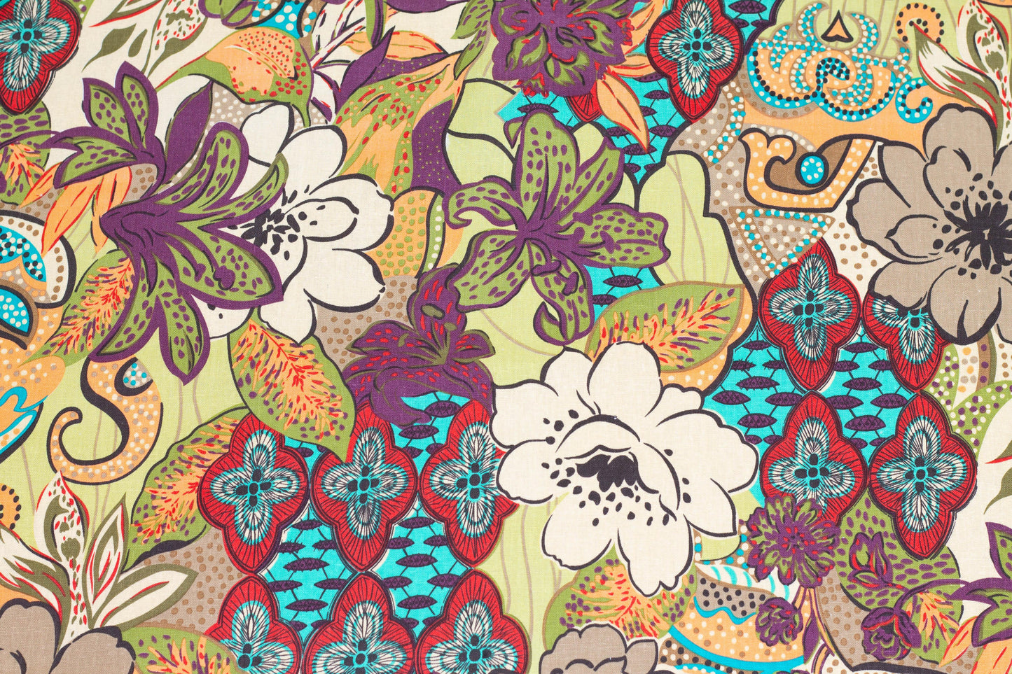 Multicolor Floral Linen and Cotton Blend - Prime Fabrics