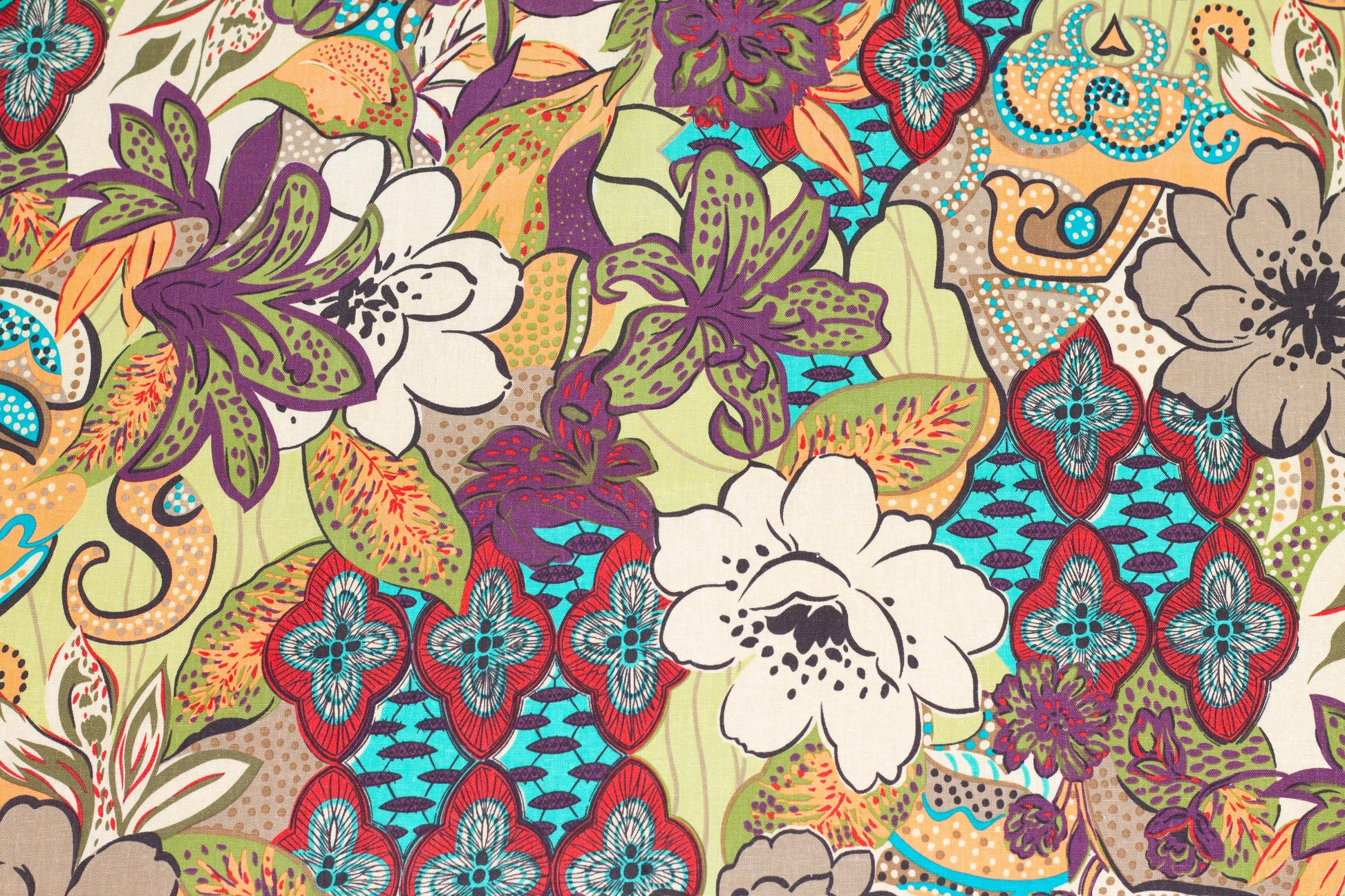 Multicolor Floral Linen and Cotton Blend - Prime Fabrics