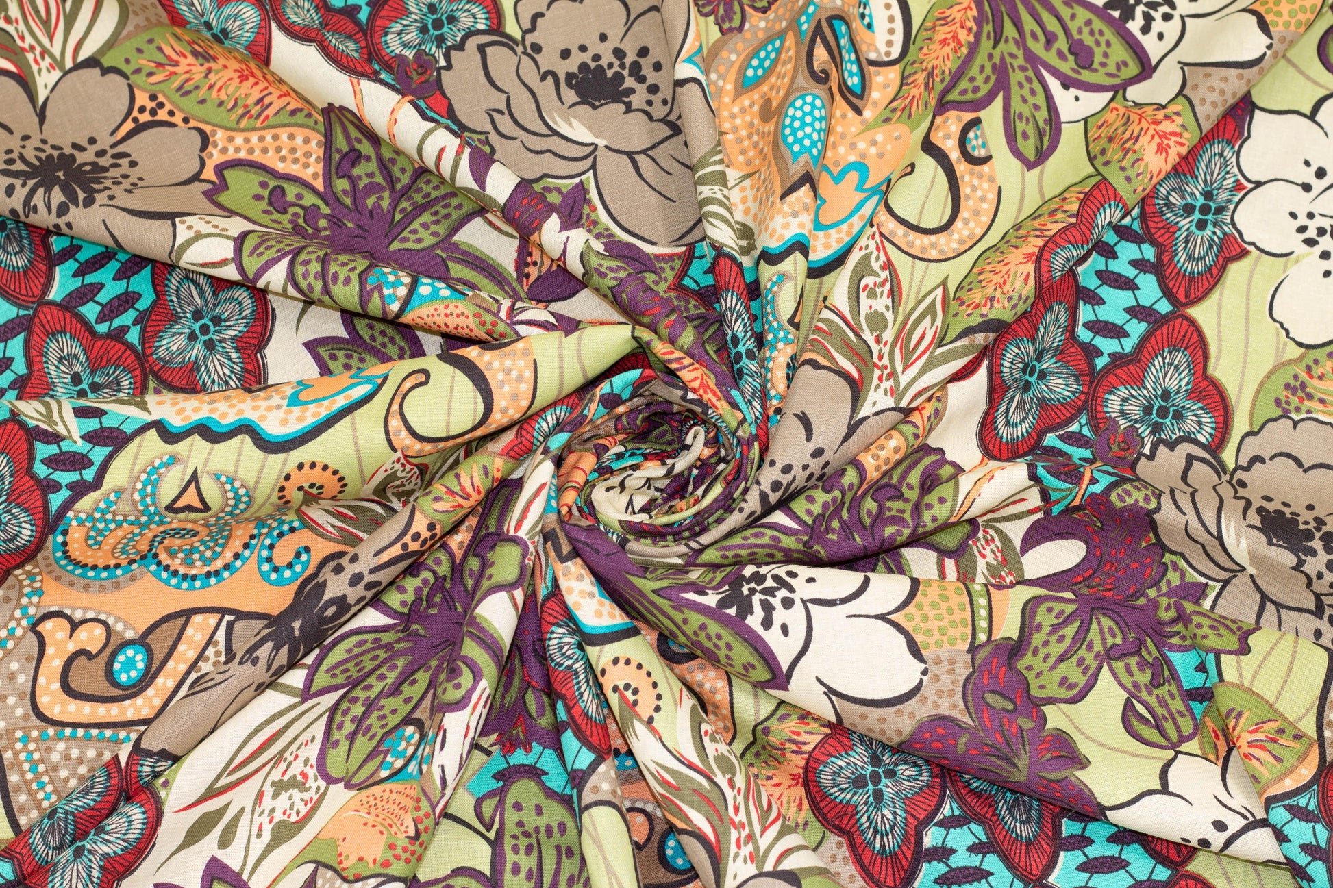 Multicolor Floral Linen and Cotton Blend - Prime Fabrics