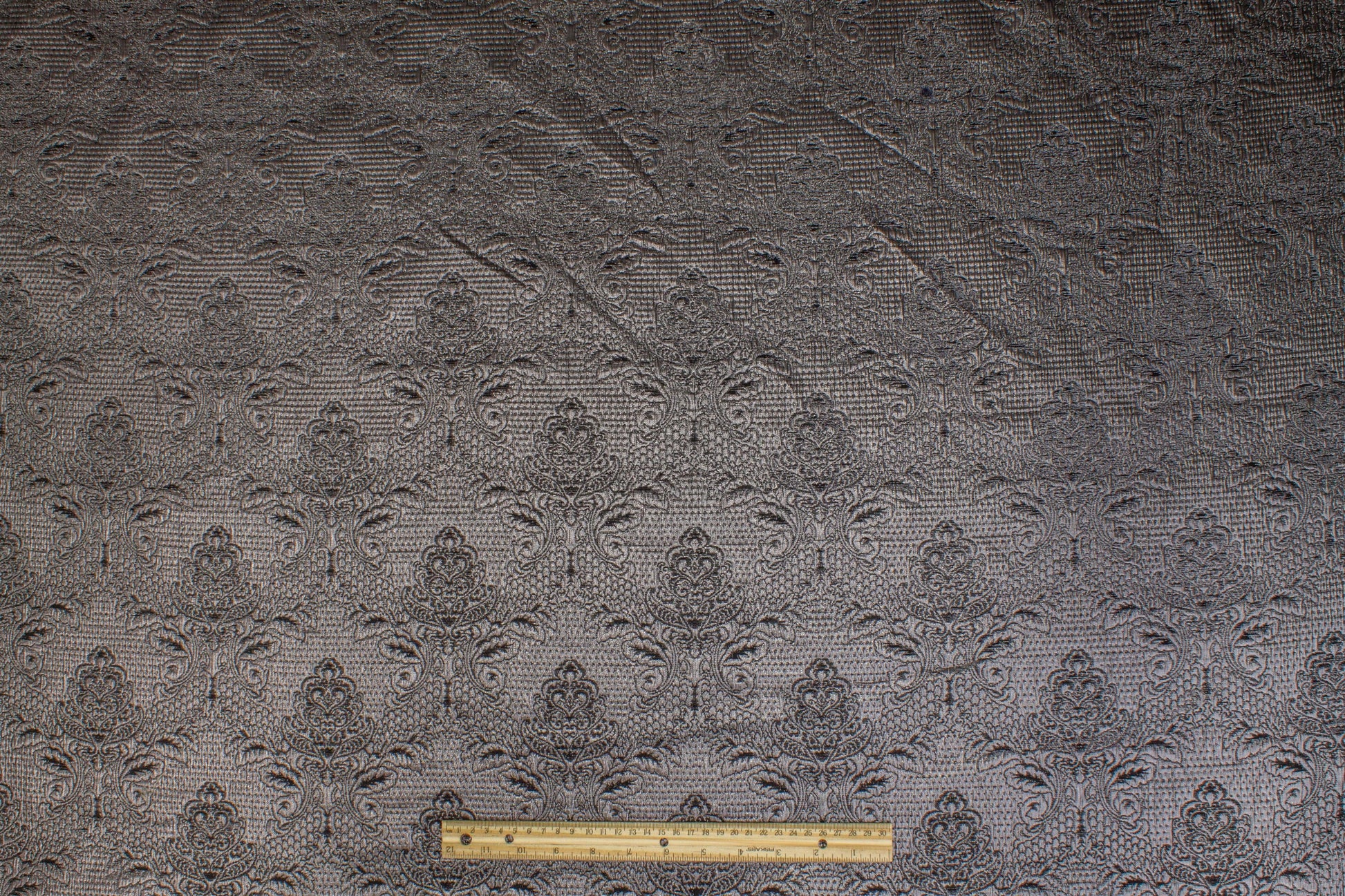 Metallic Damask Crushed Brocade - Charcoal Gray - Prime Fabrics