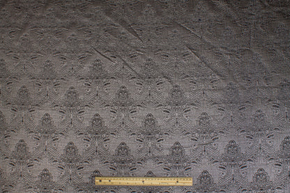 Metallic Damask Crushed Brocade - Charcoal Gray - Prime Fabrics