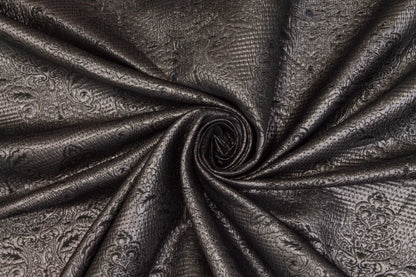 Metallic Damask Crushed Brocade - Charcoal Gray - Prime Fabrics