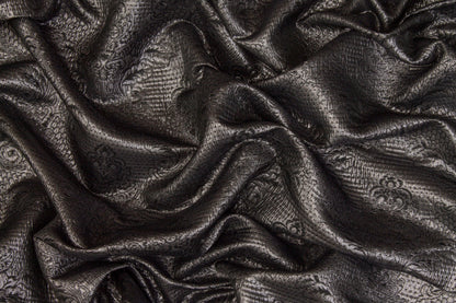 Metallic Damask Crushed Brocade - Charcoal Gray - Prime Fabrics