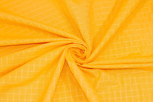 Yellow Windowpane Cotton and Linen Brocade - Prime Fabrics