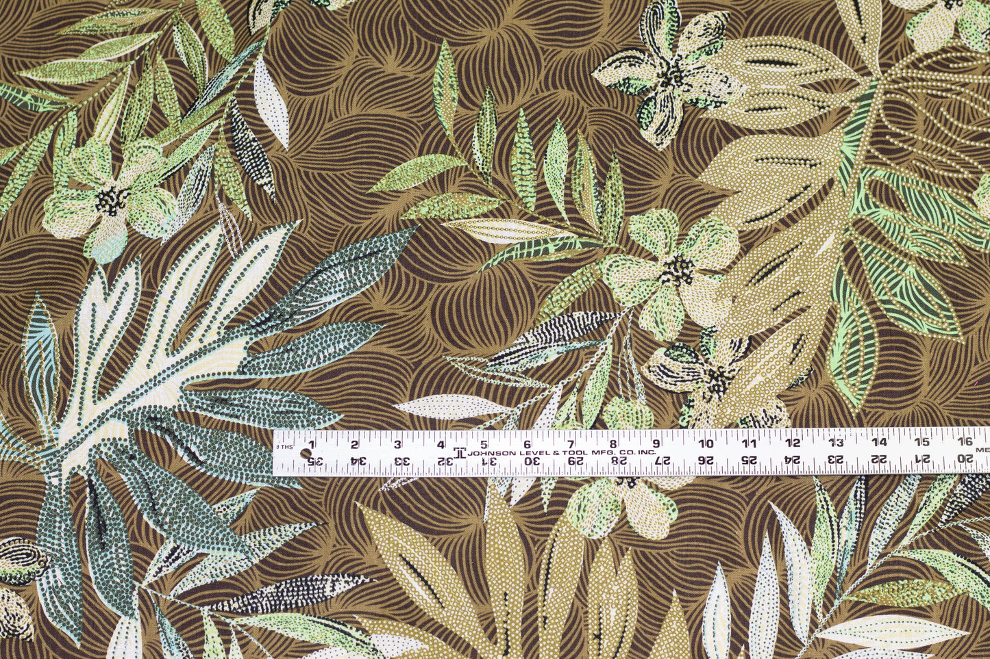 Brown, Green, Beige and Blue Floral Cotton and Linen Blend - Prime Fabrics