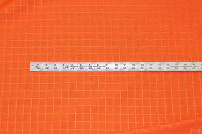 Orange Windowpane Cotton and Linen Brocade - Prime Fabrics