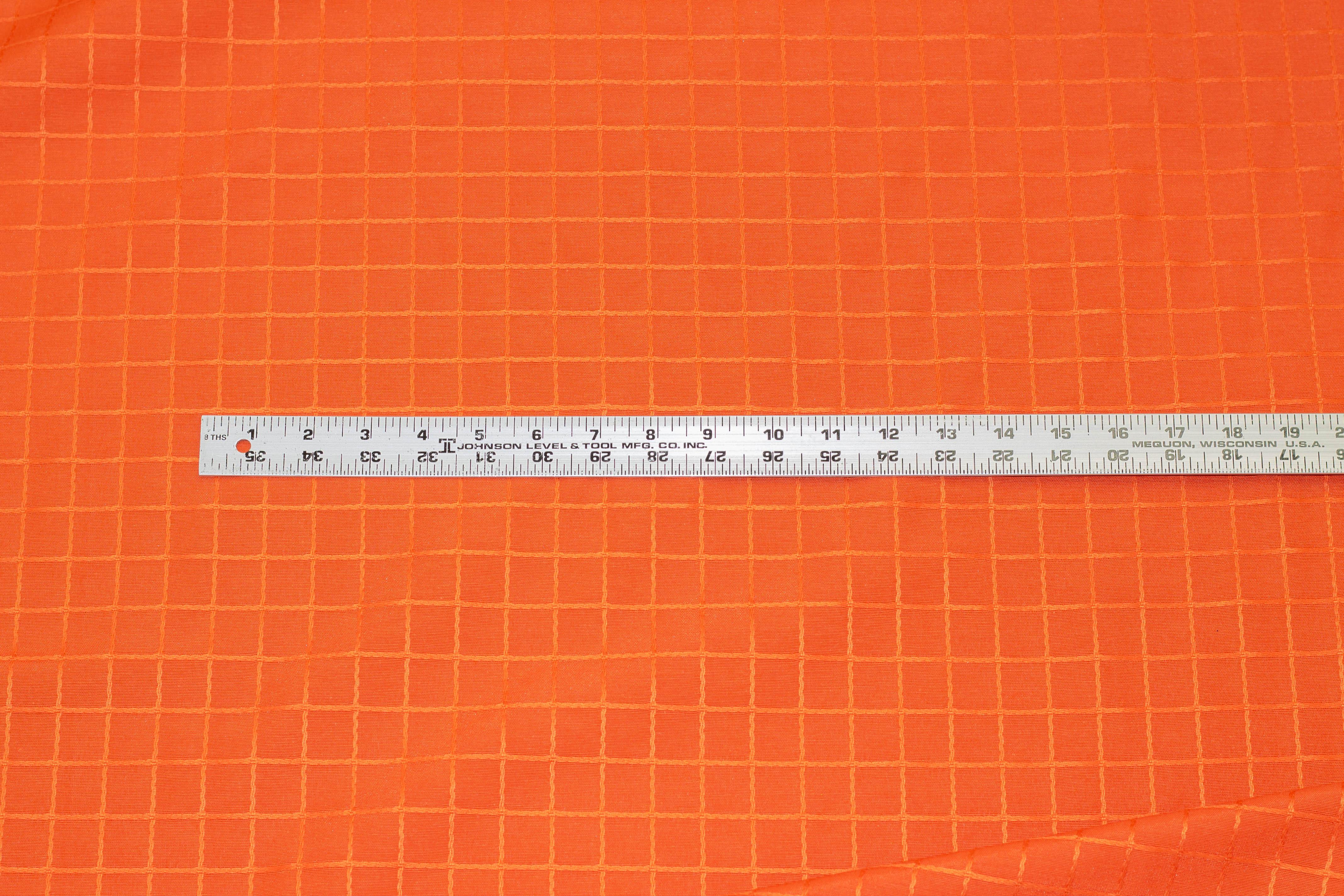 Orange Windowpane Cotton and Linen Brocade - Prime Fabrics