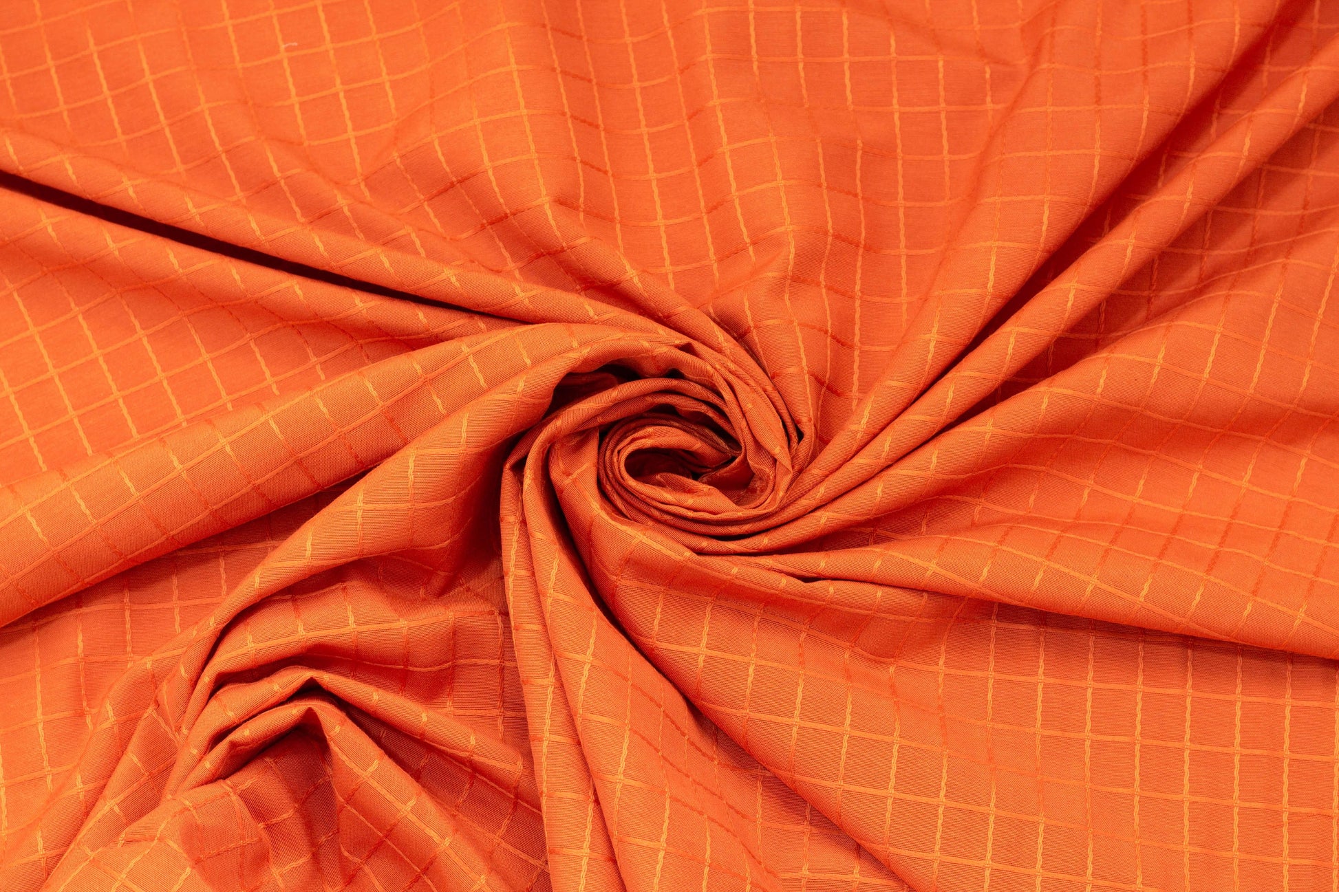 Orange Windowpane Cotton and Linen Brocade - Prime Fabrics