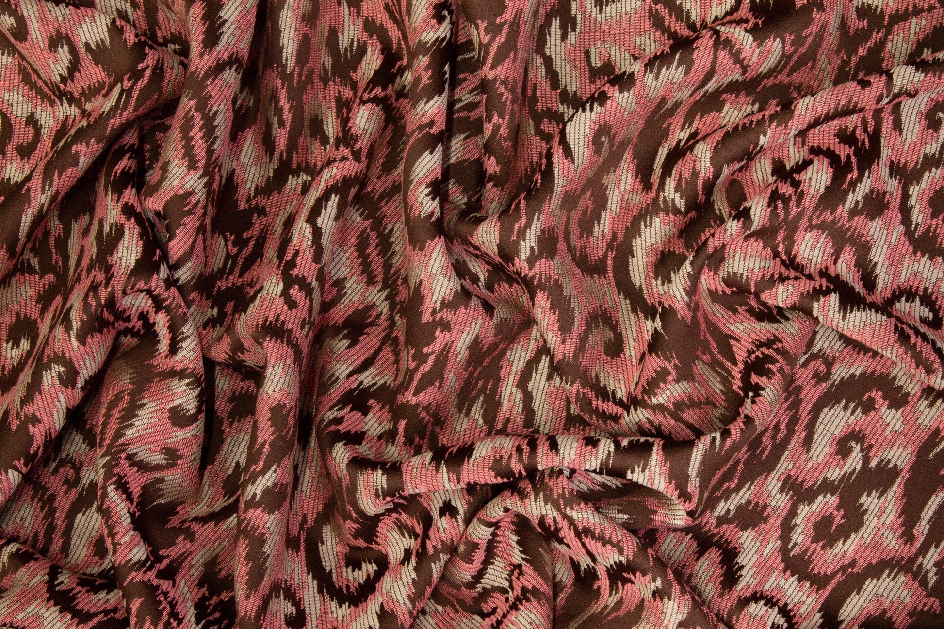 Ikat Jacquard - Pink and Brown - Prime Fabrics