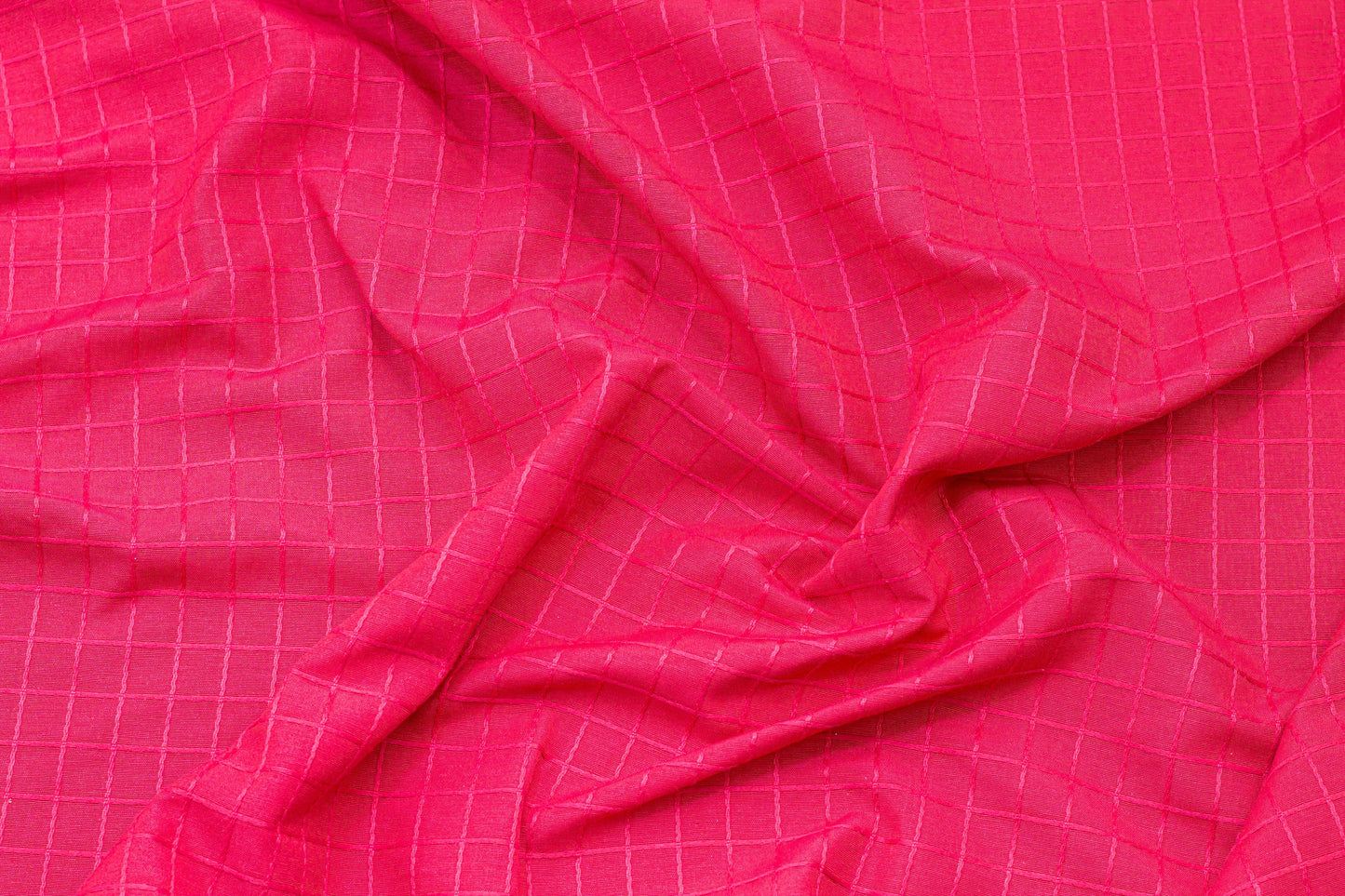 Pink Red Windowpane Cotton and Linen Brocade - Prime Fabrics