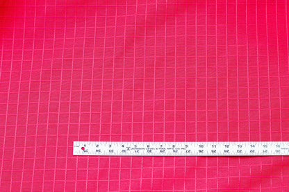 Pink Red Windowpane Cotton and Linen Brocade - Prime Fabrics