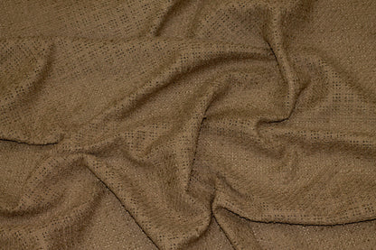 Brown Italian Cotton and Linen Blend Eyelet Boucle - Prime Fabrics