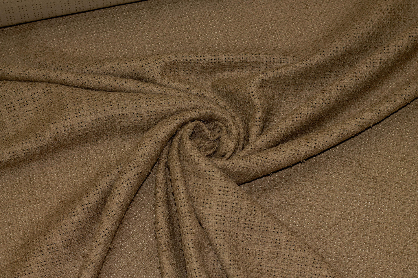 Brown Italian Cotton and Linen Blend Eyelet Boucle - Prime Fabrics