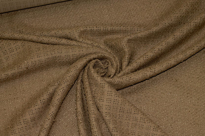 Brown Italian Cotton and Linen Blend Eyelet Boucle - Prime Fabrics