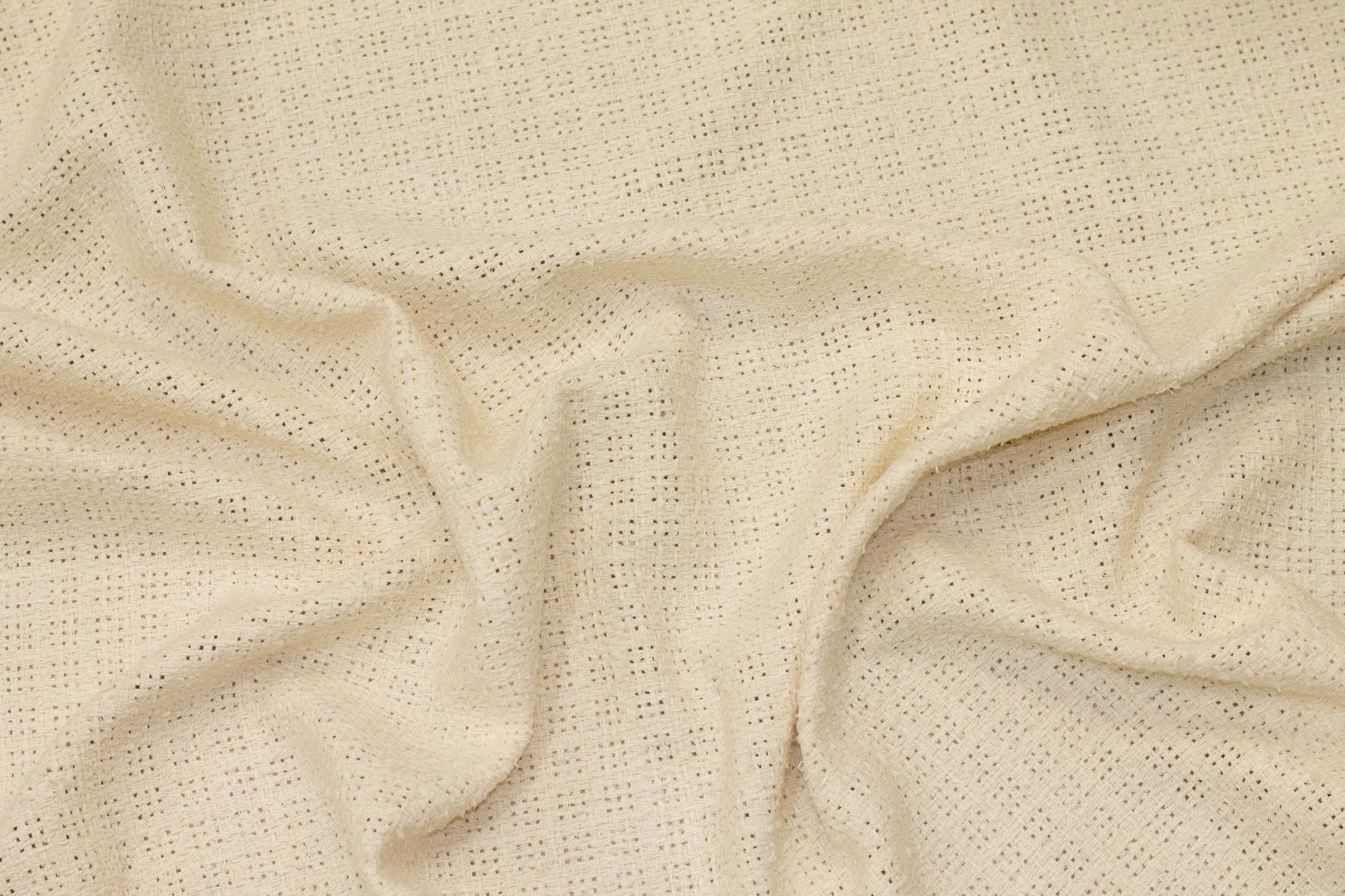 Off White Italian Cotton and Linen Blend Eyelet Boucle - Prime Fabrics