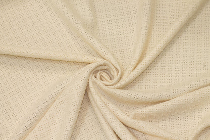 Off White Italian Cotton and Linen Blend Eyelet Boucle - Prime Fabrics