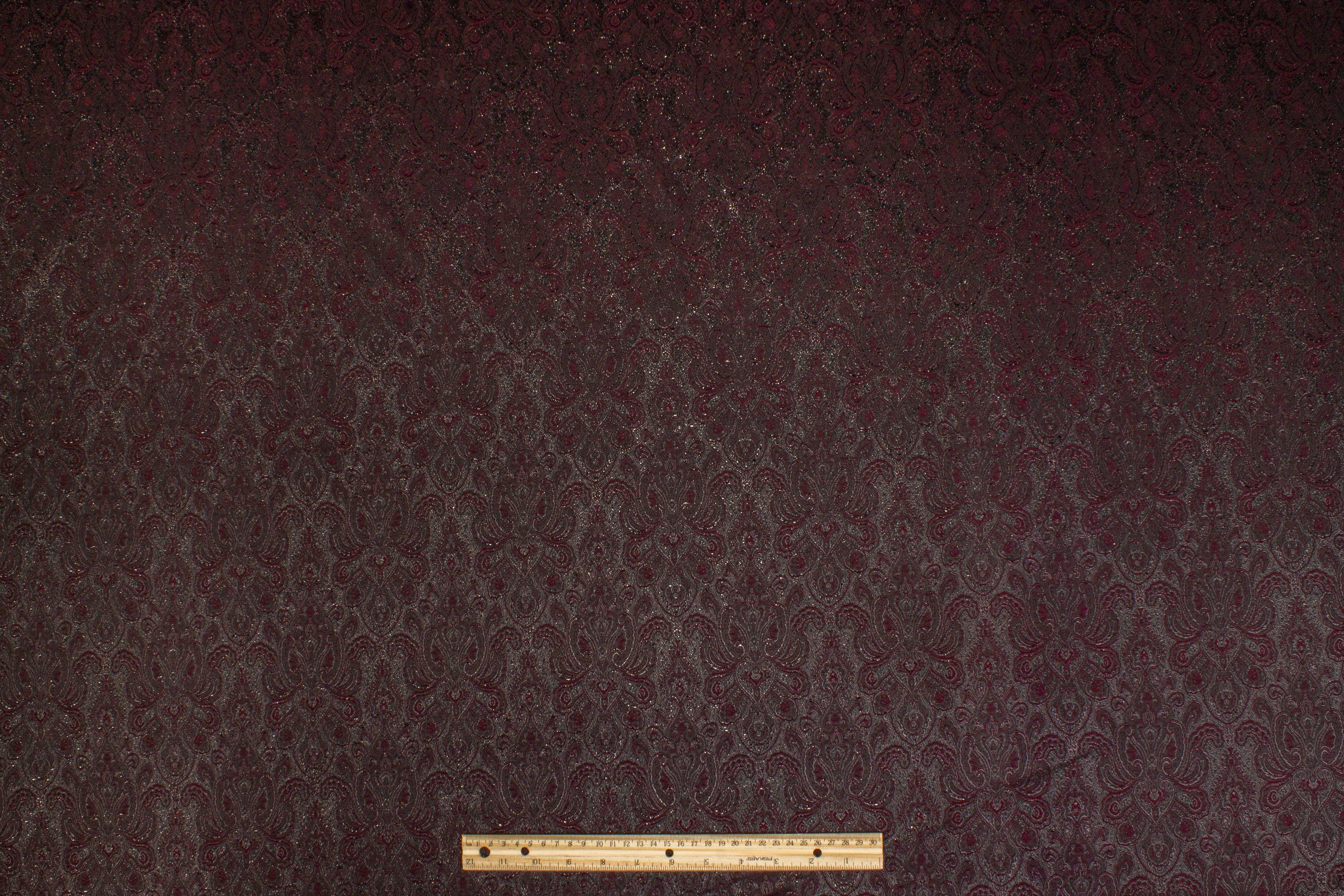 Metallic Jacquard - Dark Burgundy - Prime Fabrics