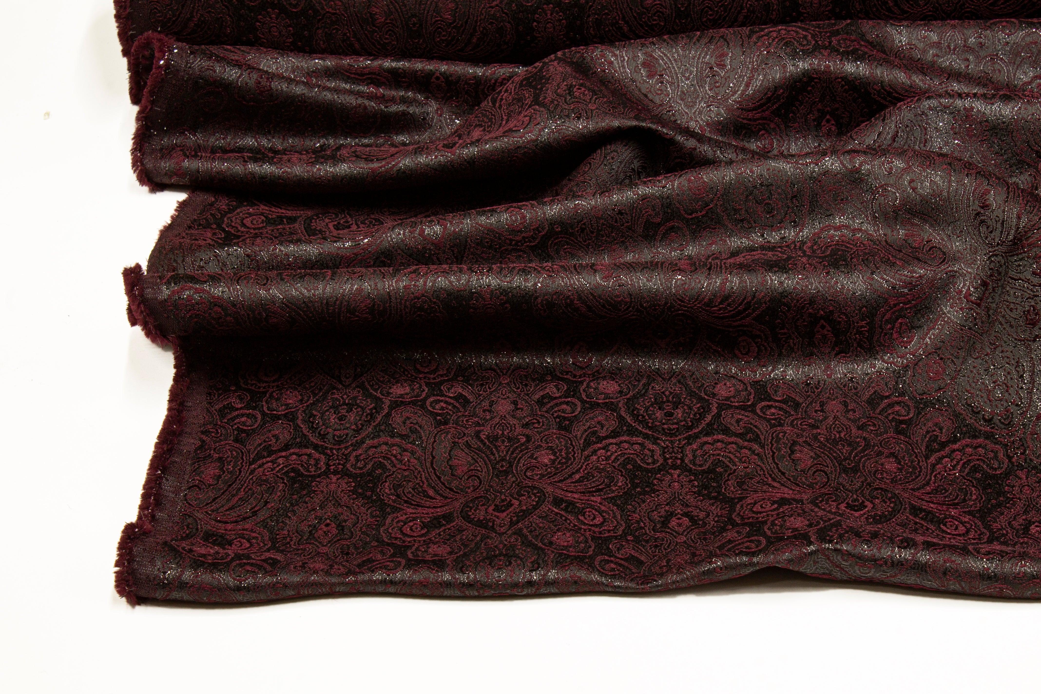 Metallic Jacquard - Dark Burgundy - Prime Fabrics