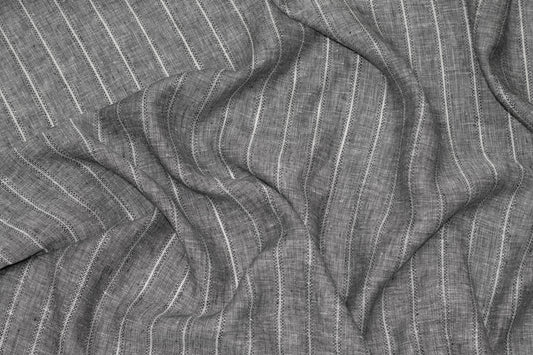 Gray Striped Italian Linen - Prime Fabrics