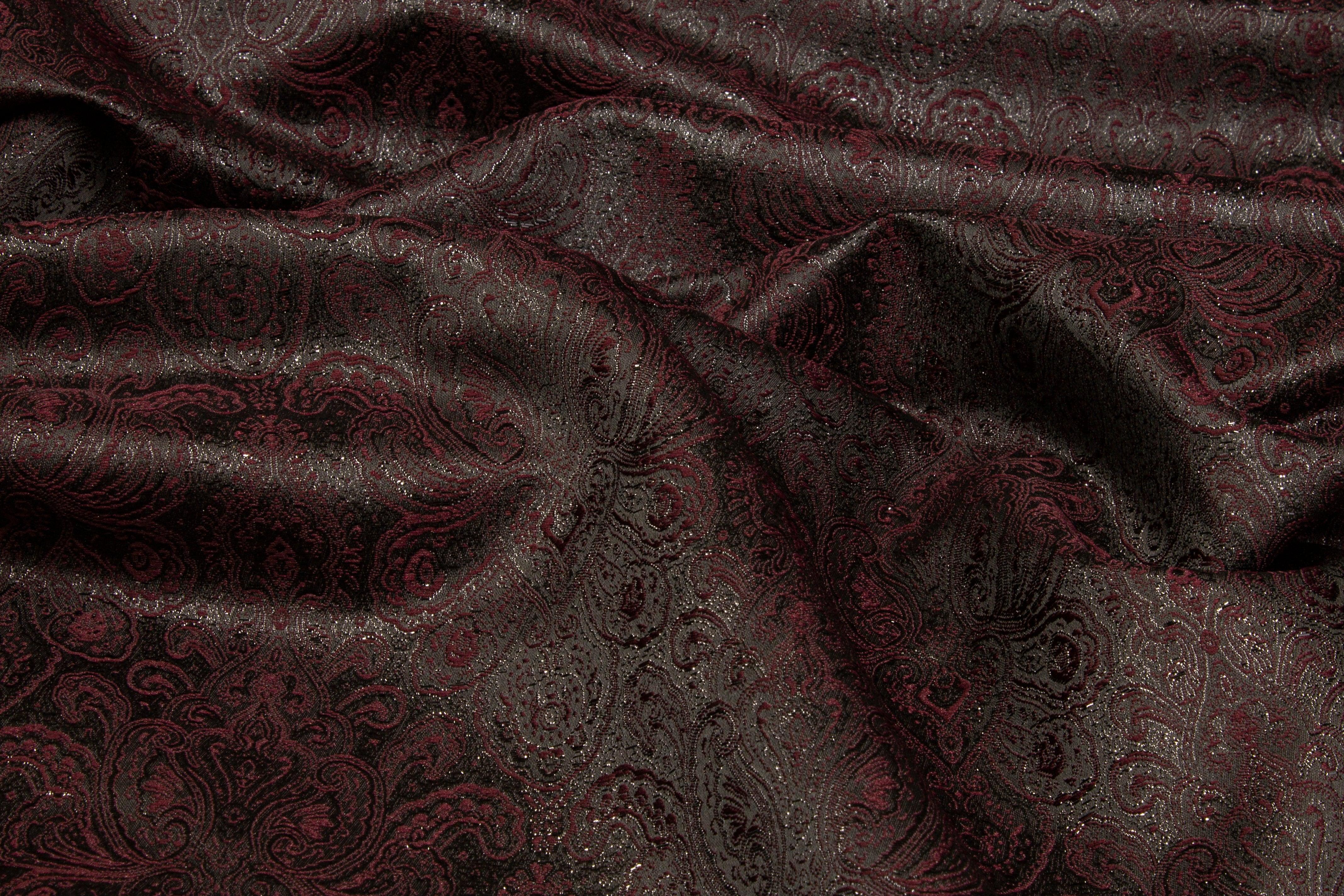 Metallic Jacquard - Dark Burgundy - Prime Fabrics